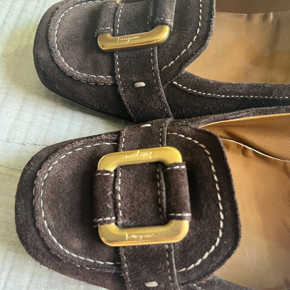 FERRAGAMO Suede Shoes Loafers Heels - Picture 4 of 9